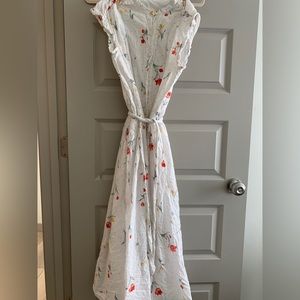 Floral button down maxi dress with pockets